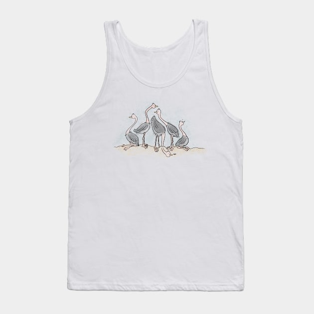 Ostrich Gathering Tank Top by trippyart